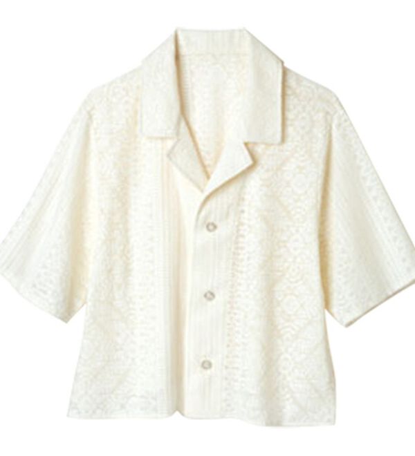 RANAN（ラナン）の「オープンカラーメッシュレースシャツ（シャツ）」｜詳細画像