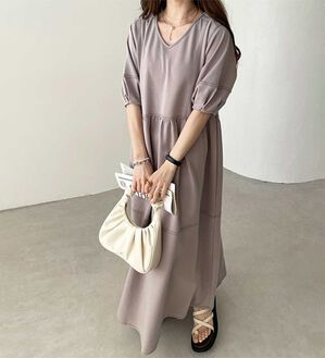 GeeRA（ジーラ）の「前後２ＷＡＹランタンスリーブワンピース（その他ワンピース）」｜グレー