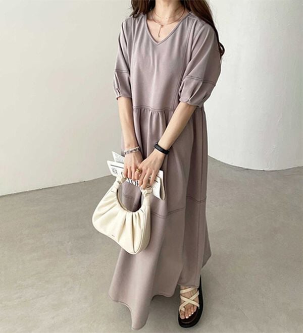 GeeRA（ジーラ）の「前後２ＷＡＹランタンスリーブワンピース（その他ワンピース）」｜グレー