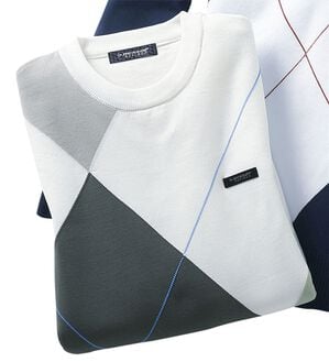 「＜ダンロップ・リファインド＞マジカルデザインセーター（メンズニット・セーター）」｜ホワイト