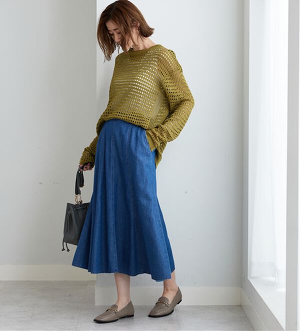 BELLUNA（ベルーナ）の「やわらかデニム素材フレアースカート（ロングスカート）」｜詳細画像