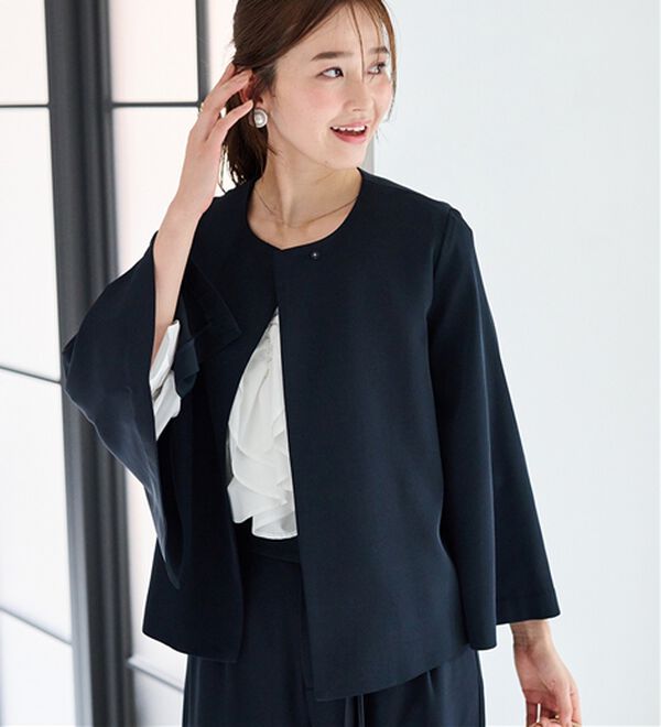 ハク　ジャケット１点　パンツ２点セット Ranan｜【2点セット】防しわ!洗える!ケープライクジャケット