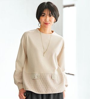 BELLUNA（ベルーナ）の「キルト切替スピンドル使いプルオーバー（カットソー）」｜アイボリー