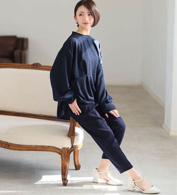 A HAPPY MARILYN（アハッピーマリリン）の「【Ｌ～６Ｌ／選べる丈】スラっと美脚ストレッチテーパードパンツ（テーパードパンツ）」｜詳細画像