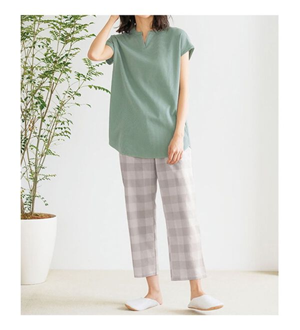 LAVIENNE（ラヴィエンヌ）の「異素材がオシャレなワッフルパジャマ（パジャマ・ルームウェア）」｜詳細画像