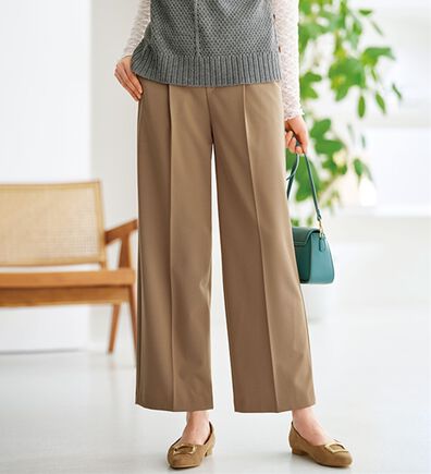 BELLUNA（ベルーナ）の「サマ見え（Ｓ）美脚タック使いワイドパンツ（ワイドパンツ・ガウチョ）」