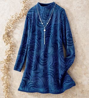 ルフラン（ルフラン）の「日本製幾何柄ジャカードニットチュニック（チュニック）」｜ブルー系