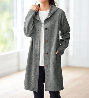 BELLUNA（ベルーナ）の「ニット見え素材フードカーディガン（その他カーディガン）」｜杢グレー