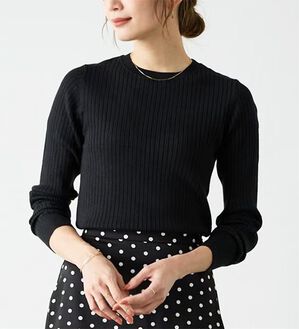Pierrot（ピエロ）の「【洗濯機で洗える】ネックが選べるシルクタッチリブニット（ニット・セーター）」｜詳細画像