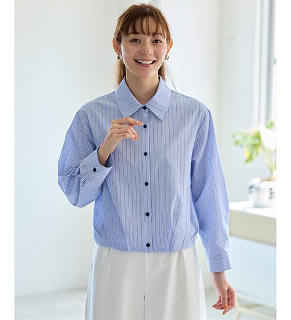 BELLUNA（ベルーナ）の「ぽわんと可愛いタック使いシャツブラウス（シャツ）」｜詳細画像