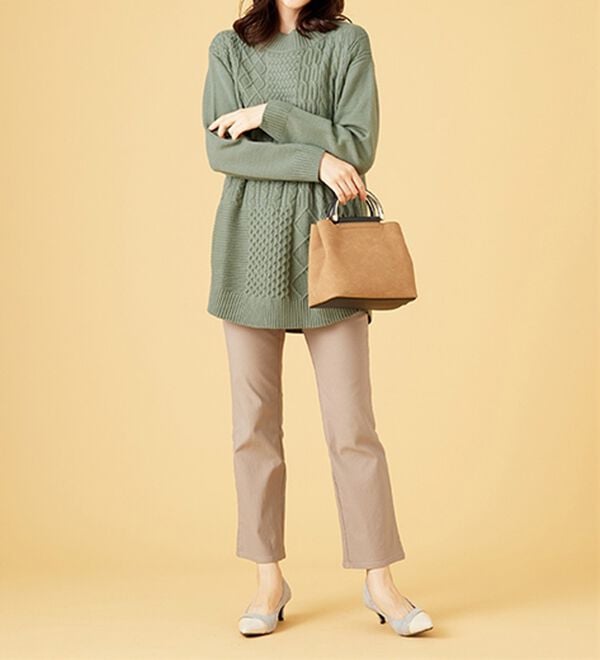 BELLUNA（ベルーナ）の「パッチワーク調ケーブルニットチュニック（チュニック）」｜詳細画像