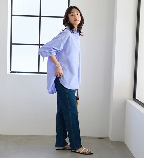 BELLUNA（ベルーナ）の「ヒンヤリ快適！接触冷感ニットデニムパンツ（フルレングスパンツ）」｜詳細画像