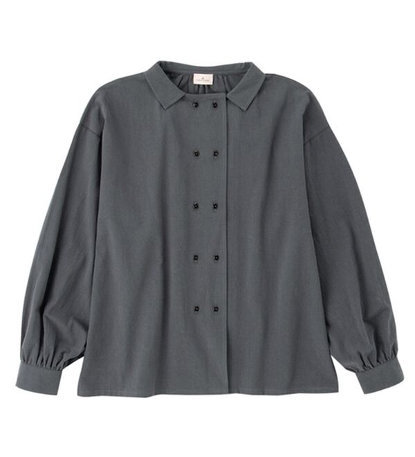 Viola e Viola（ヴィオラ エ ヴィオラ）の「さりげなく表面感を、綿１００%ダブルボタンブラウス（ブラウス）」｜詳細画像