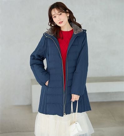 BELLUNA（ベルーナ）の「細見え！フレンチダウン使いダブルステッチロング丈コート（ロングコート）」