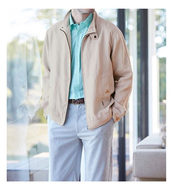 「さっと羽織れる麻１００％ライダースブルゾン（メンズジャケット）」｜詳細画像