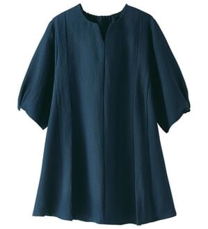 BELLUNA（ベルーナ）の「スッキリ見せ！ポコポコ素材プルオーバー（ブラウス）」｜ネイビー