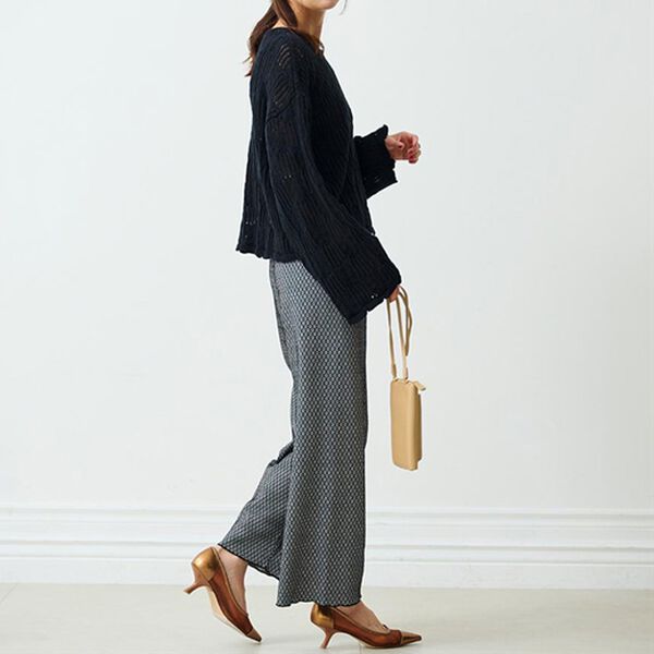 RANAN（ラナン）の「透かし柄短丈ニット（ニット・セーター）」｜詳細画像