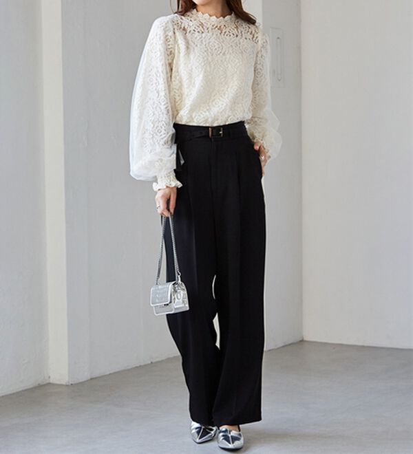 RANAN（ラナン）の「チュールドッキングフラワーレースキャンディースリーブブラウス（ブラウス）」｜詳細画像