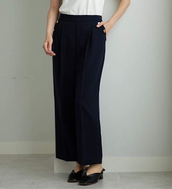 BELLUNA（ベルーナ）の「メランジストレッチ素材ワイドパンツ（ワイドパンツ・ガウチョ）」｜詳細画像