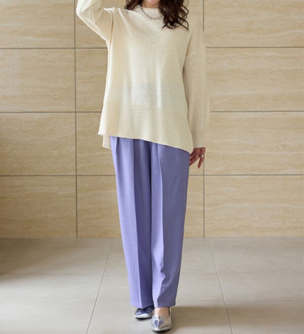 RANAN（ラナン）の「ワイドリブ使いカラーニットチュニック（ニット・セーター）」｜詳細画像