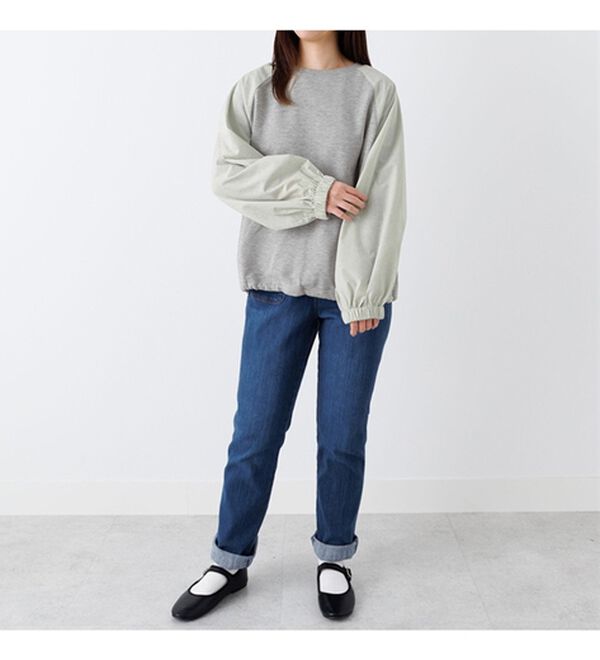 Viola e Viola（ヴィオラ エ ヴィオラ）の「綿混ミニ裏毛ストライプ切替トップス（カットソー）」｜詳細画像