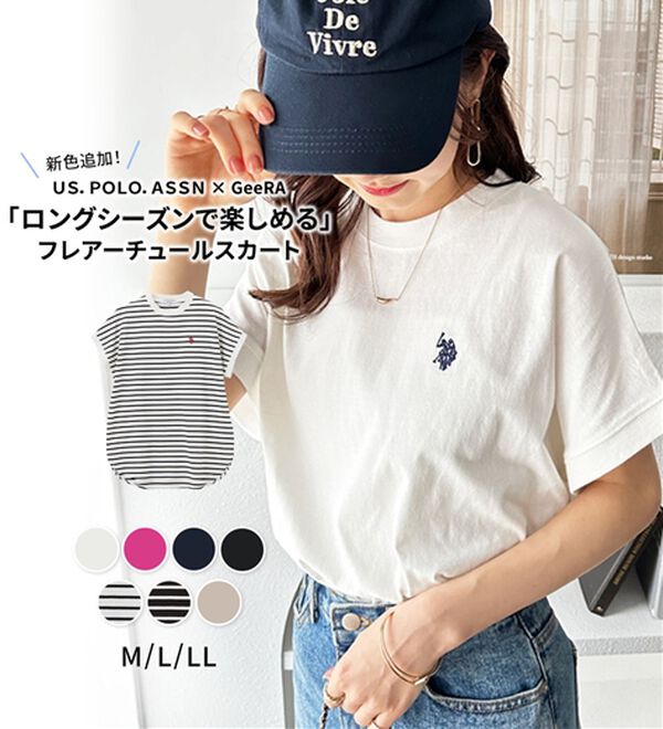 GeeRA（ジーラ）の「【新色追加】【ＵＳ．ＰＯＬＯ．ＡＳＳＮ】綿100％フレンチスリーブＴシャツ（Tシャツ）」｜詳細画像