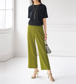 BELLUNA（ベルーナ）の「ゆったり快適！楊柳素材イージーパンツ（ワイドパンツ・ガウチョ）」｜詳細画像