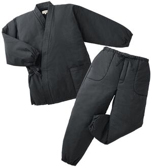 「寒さに負けない中綿キルト裏フリース作務衣（メンズ和装・浴衣・和装グッズ）」｜ブラック