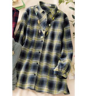 ルフラン（ルフラン）の「選べる♪綿１００％ドビー織ブラウス（ブラウス）」｜ブルー系チェック