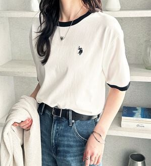 GeeRA（ジーラ）の「【ＵＳ．ＰＯＬＯ．ＡＳＳＮ】接触冷感リンガーＴシャツ（Tシャツ）」｜オフホワイト系