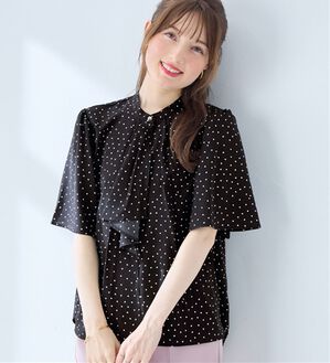 alotta（アロッタ）の「大人上品スカーフタイブラウス（ブラウス）」｜ドット