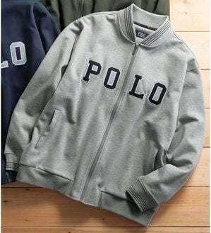 「＜ポロ・ビーシーエス＞裏起毛ダンボールニットブルゾン（メンズニット・セーター）」｜グレー