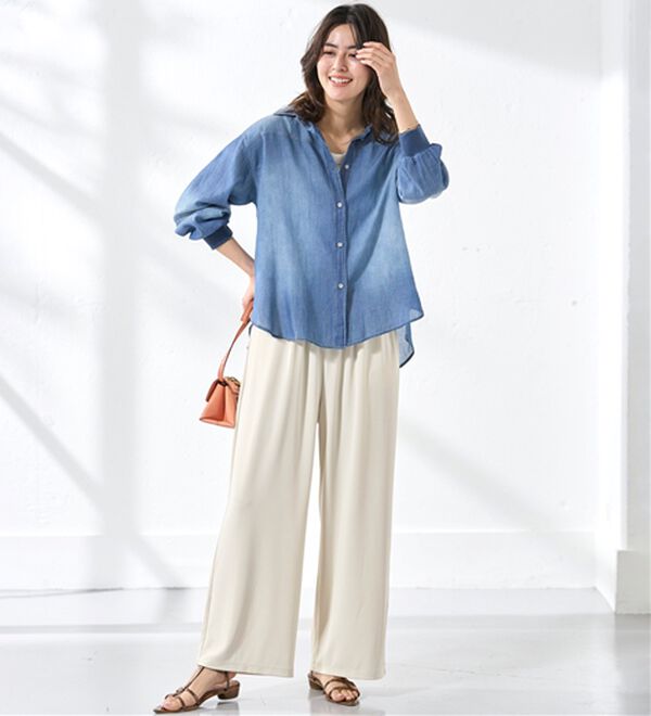 BELLUNA（ベルーナ）の「シャリさら！快適ドロストワイドパンツ（ワイドパンツ・ガウチョ）」｜詳細画像