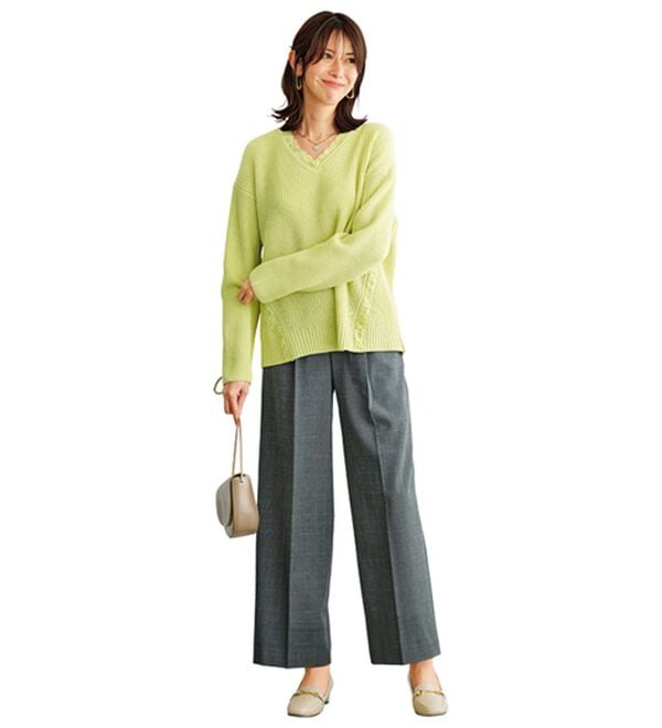 BELLUNA（ベルーナ）の「サマ見えウール調ボタン使いワイドパンツ（ワイドパンツ・ガウチョ）」｜詳細画像