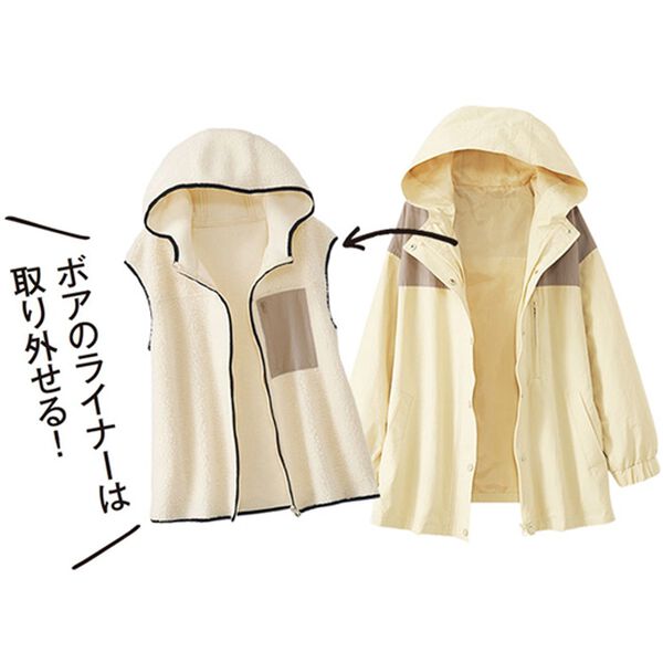 BELLUNA（ベルーナ）の「ボアベスト付配色ブルゾン（ハーフコート）」｜詳細画像