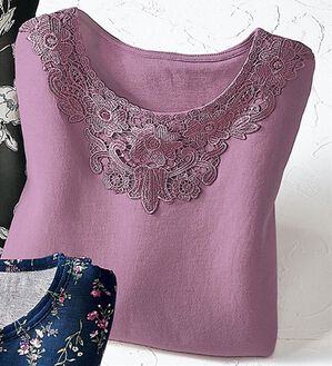 BELLUNA（ベルーナ）の「涼やか強撚綿１００％プリントプルオーバー（カットソー）」｜ローズ