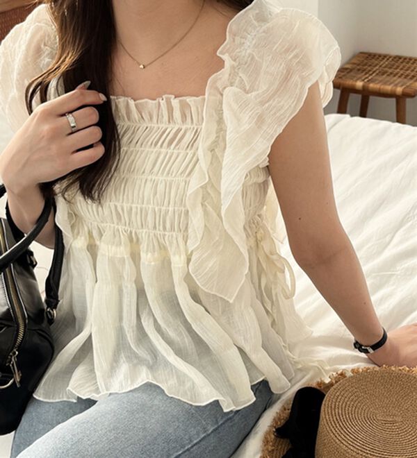 GeeRA（ジーラ）の「フリルシャーリングブラウス（ブラウス）」｜詳細画像