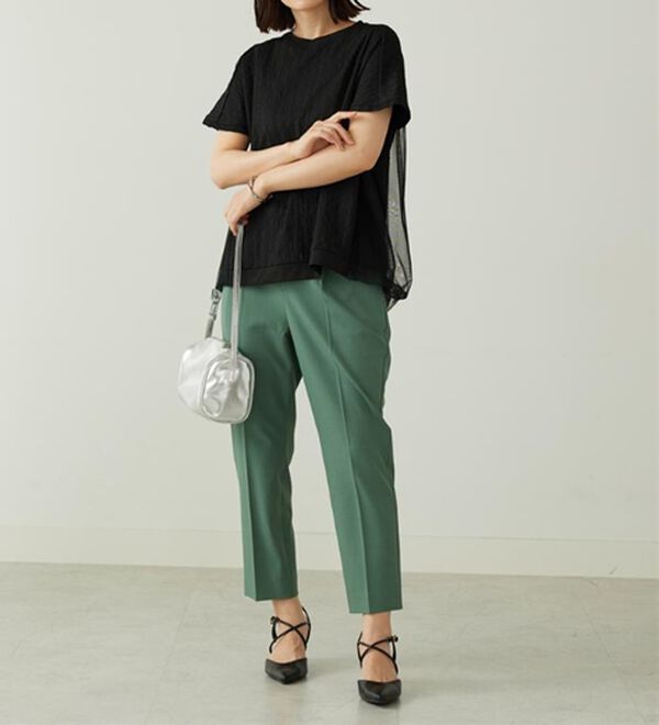 BELLUNA（ベルーナ）の「ジャカード素材チュール重ねプルオーバー（カットソー）」｜詳細画像