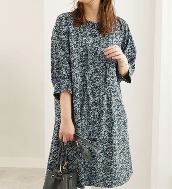 ピンタックデザインプリントワンピース - ベルーナ【公式】