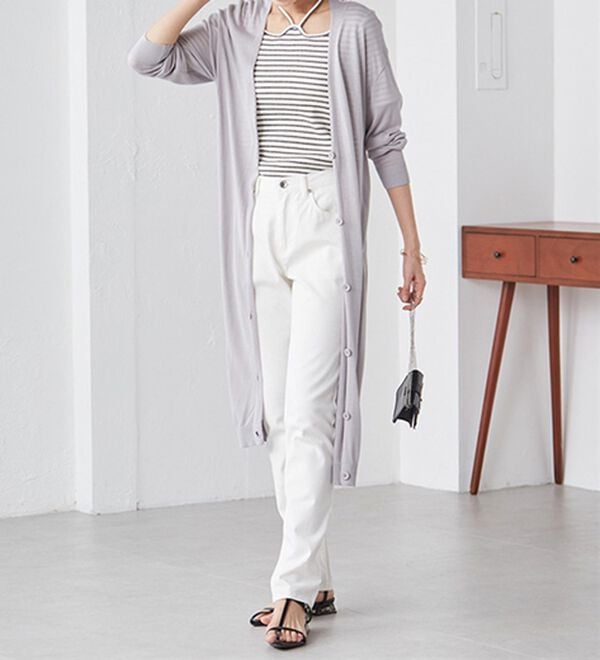 RANAN（ラナン）の「ロング丈Ｖネックニットカーデ（ニットカーディガン）」｜詳細画像