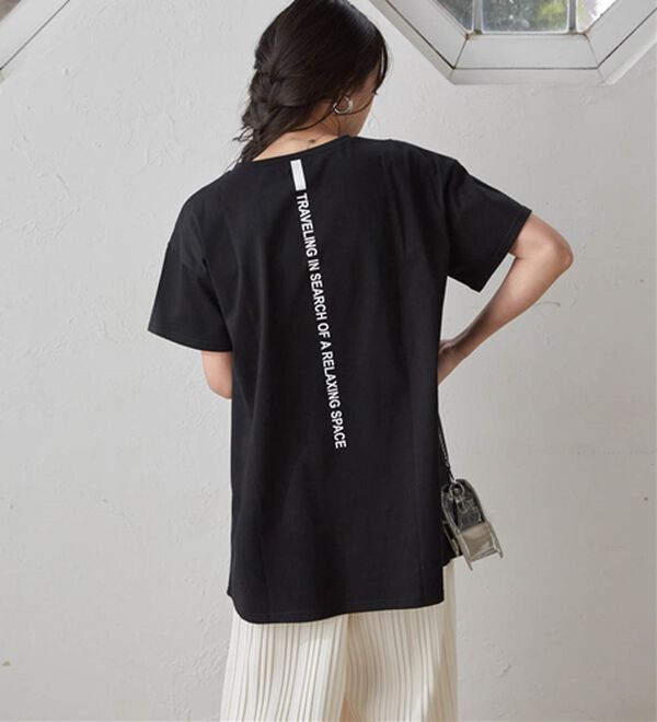 RANAN（ラナン）の「【ひんやり】ロゴプリントチュニックTシャツ（Tシャツ）」｜詳細画像