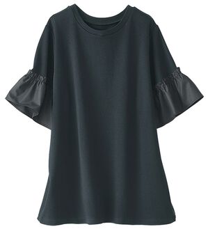 BELLUNA（ベルーナ）の「オーガニックコットン素材切替デザインプルオーバー（カットソー）」｜ブラック