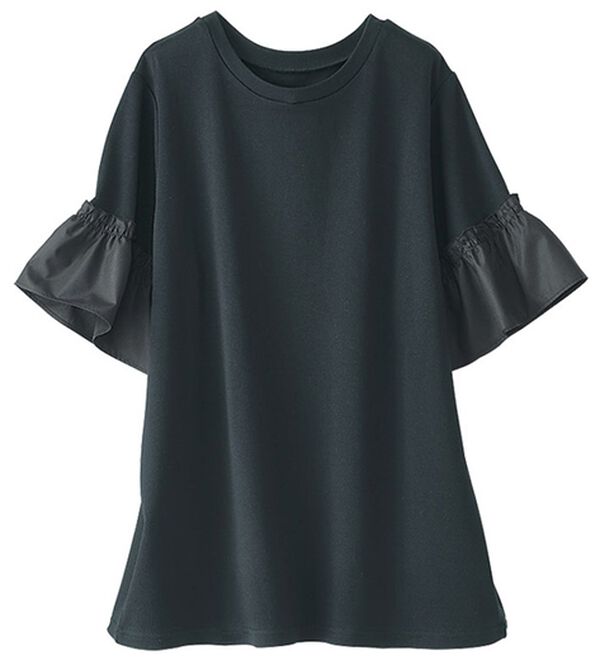 BELLUNA（ベルーナ）の「オーガニックコットン素材切替デザインプルオーバー（カットソー）」｜ブラック