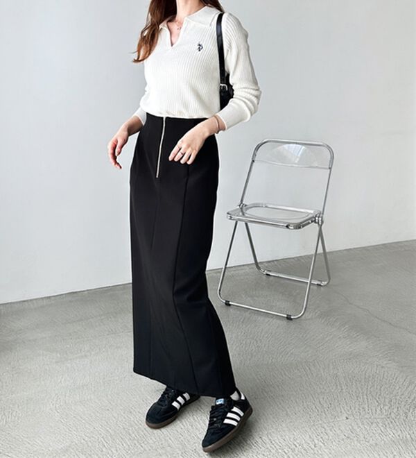 GeeRA（ジーラ）の「ＯＮ／ＯＦＦ使える！フロントファスナースカート（ロングスカート）」｜詳細画像