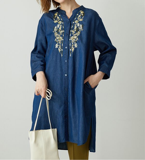 BELLUNA（ベルーナ）の「デニム素材華やか刺しゅうワンピース（その他ワンピース）」｜詳細画像