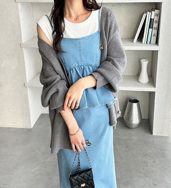 GeeRA（ジーラ）の「楽ちん！デニムペプラムキャミワンピース（その他ワンピース）」｜詳細画像