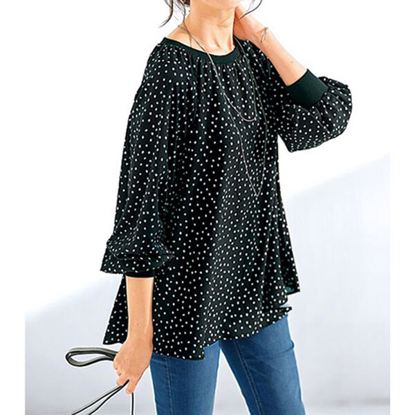 BELLUNA（ベルーナ）の「リブ切替デザインプリントブラウス（ブラウス）」｜詳細画像