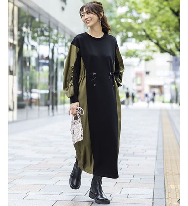 BELLUNA（ベルーナ）の「異素材切替ドロストワンピース（その他ワンピース）」｜詳細画像
