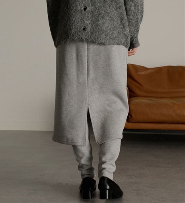 RANAN（ラナン）の「レイヤードニットソースカートパンツ（フルレングスパンツ）」｜詳細画像