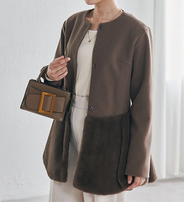 RANAN（ラナン）の「ペプラムファー切替コート（ハーフコート）」｜詳細画像